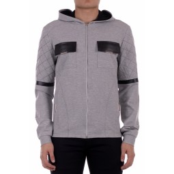 GREY QUILTED HOODED